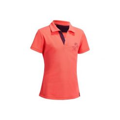 Koszulka polo PL500 Mesh róż. Różowe bluzki dziewczęce marki FOUGANZA, z meshu, z krótkim rękawem. Za 54,99 zł.