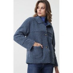 Niebieska Kurtka Goldeneco. Niebieskie kurtki damskie Born2be, xl, bez wzorów, długie, bez kaptura. Za 209,99 zł.