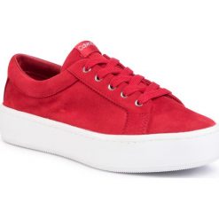 Tenisówki CALVIN KLEIN - Corrica E4472 Cherry. Czerwone półbuty damskie Calvin Klein, bez wzorów, z zamszu, bez zapięcia. W wyprzedaży za 499,00 zł.