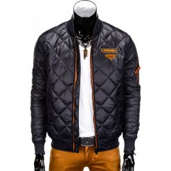 KURTKA MĘSKA PRZEJŚCIOWA PIKOWANA C317 - CZARNA. Czarne kurtki męskie pikowane Ombre Clothing, m, z nylonu, eleganckie. Za 109,00 zł.