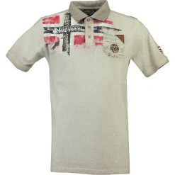 Koszulka polo "Kamo" w kolorze beżowym. Szare koszulki polo męskie Geographical Norway Men, s, z haftami, z bawełny, polo, bez rękawów. W wyprzedaży za 90,95 zł.