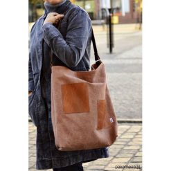 Shopper Brown. Brązowe shopper bag damskie Pakamera, w paski, z bawełny. Za 140,00 zł.