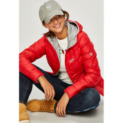 Jack Wolfskin - Kurtka puchowa Helium. Szare bomberki damskie Jack Wolfskin, l, z materiału, z kapturem. W wyprzedaży za 549,90 zł.