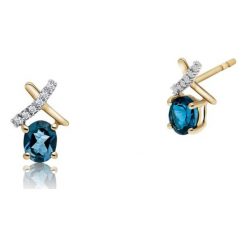 Zjawiskowe Kolczyki - , Topaz london blue,cyrkon. Niebieskie kolczyki damskie marki W.KRUK, z cyrkonią, złote, na sztyftcie. Za 449,00 zł.
