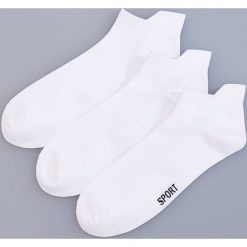Kapcie męskie: 3 pack białych skarpetek sport – Biały