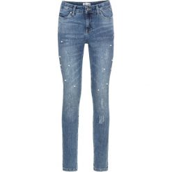 Dżinsy SKINNY ze zdobieniami bonprix niebieski "stone used". Niebieskie jeansy damskie bonprix, z jeansu. Za 149,99 zł.