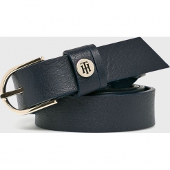Tommy Hilfiger - Pasek skórzany. Czarne paski damskie marki TOMMY HILFIGER, w paski, z materiału. Za 179,90 zł.