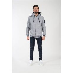 Bluza w kolorze szarym. Szare bluzy męskie American College, xs, z aplikacjami, z materiału, z kapturem, bez rękawów, bez kaptura. W wyprzedaży za 132,95 zł.