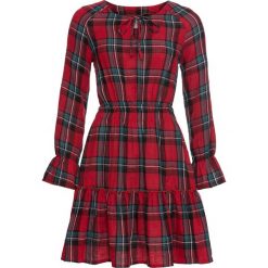 Sukienka midi w kratę bonprix czerwono-zielony w kratę. Czerwone sukienki damskie bonprix, bez wzorów, bez kołnierzyka, bez rękawów, midi. Za 149,99 zł.