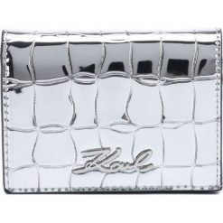 Karl Lagerfeld Signature Croco Mini Portfel Srebrny. Szare portfele damskie KARL LAGERFELD, bez wzorów, ze skóry. Za 418,95 zł.