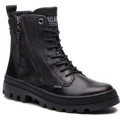 Trapery PALLADIUM - Pallabosse Hi Zip 95941-010-M Black/Black. Czarne trapery damskie Palladium, ze skóry, klasyczne, bez obcasa, bez zapięcia. W wyprzedaży za 329,00 zł.