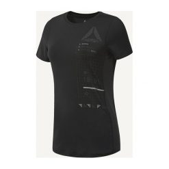 Reebok Koszulka Czarny. Czarne koszulki damskie Reebok, s, bez wzorów, z elastanu, bez kołnierzyka, z krótkim rękawem. Za 171,95 zł.