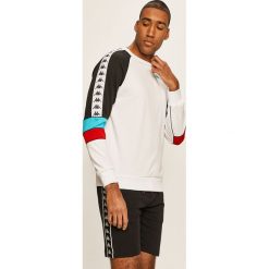 Kappa - Bluza. Białe bluzy męskie Kappa, s, z aplikacjami, z poliesteru, z okrągłym kołnierzem, bez rękawów, bez kaptura. Za 239,90 zł.