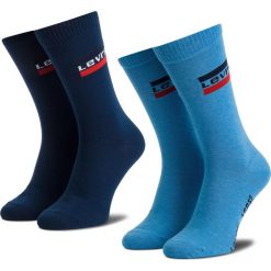 Zestaw 2 par wysokich skarpet unisex LEVI'S - 983041001 056. Niebieskie skarpetki damskie marki Levi's®, bez wzorów, z elastanu. Za 44,99 zł.
