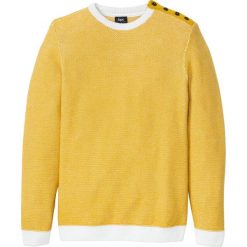 Sweter z okrągłym dekoltem bonprix curry melanż. Pomarańczowe swetry męskie bonprix, xl, bez wzorów, z okrągłym kołnierzem, bez kaptura. Za 29,99 zł.