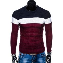 SWETER MĘSKI E134 - BORDOWY. Czarne swetry klasyczne męskie marki Inny, m, z bawełny. Za 49,00 zł.