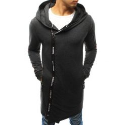 Bluzy męskie: Bluza męska rozpinana z kapturem antracytowa (bx3232)
