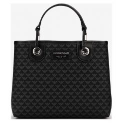 Emporio Armani Torebka Czarny. Czarne torebki klasyczne damskie Emporio Armani, w paski, z materiału, bez dodatków. Za 671,95 zł.
