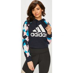 Adidas Performance - Bluza. Niebieskie bluzy damskie adidas Performance, s, z nadrukiem, z bawełny, bez rękawów, z kapturem. W wyprzedaży za 179,90 zł.
