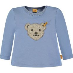 Bluza w kolorze błękitnym. Niebieskie bluzy chłopięce rozpinane marki Steiff, z aplikacjami. W wyprzedaży za 65,95 zł.