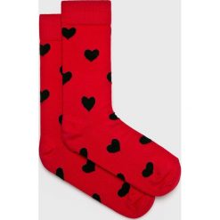 Happy Socks - Skarpety Heart. Czerwone skarpetki męskie Happy Socks, bez wzorów, z elastanu. W wyprzedaży za 29,90 zł.
