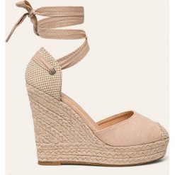Answear - Espadryle Tulipana. Brązowe koturny damskie ANSWEAR, z okrągłym noskiem, bez obcasa, na obcasie, na sznurówki. Za 129,90 zł.