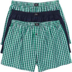 Bokserki z tkaniny (3 pary) bonprix ciemnoniebiesko-zielony w kratę. Niebieskie bokserki męskie bonprix, bez wzorów, z tkaniny. Za 65,97 zł.