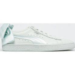 Puma - Buty Basket Bow. Zielone buty sportowe damskie Puma, bez wzorów, ze skóry, sportowe. W wyprzedaży za 159,90 zł.