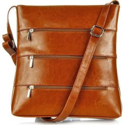 Skórzana damska elegancka listonoszka DAN-A T285 torebka camel - camel. Brązowe listonoszki damskie ze skóry, eleganckie. Za 189,99 zł.