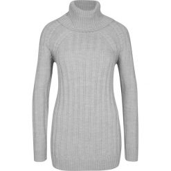 Sweter z golfem bonprix jasnoszary melanż. Szare swetry damskie bonprix, bez wzorów, bez rękawów. Za 74,99 zł.