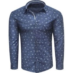 Koszula męska slim granatowa Recea. Koszule męskie Recea, xl, bez wzorów, z elastanu, eleganckie. Za 69,99 zł.