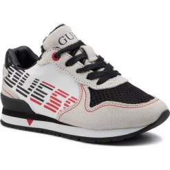 Sneakersy GUESS - FI7GLO SUE12 100H. Brązowe trampki chłopięce Guess, z aplikacjami, z zamszu, na sznurówki. W wyprzedaży za 239,00 zł.