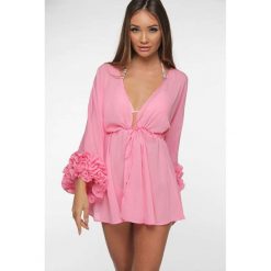 Tunika plażowa EDITA PINK. Różowe parea damskie Tunika plażowa EDITA PINK, na plażę, s, bez wzorów, bez kołnierzyka, bez rękawów. W wyprzedaży za 99,00 zł.