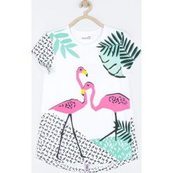 Coccodrillo - T-shirt dziecięcy 128-158 cm. Białe bluzki dziewczęce COCCODRILLO, bez wzorów, z elastanu, z okrągłym kołnierzem, z krótkim rękawem, krótkie, bez kaptura. W wyprzedaży za 29,90 zł.