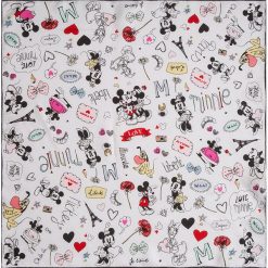 Chusty damskie: Chusta „Micki and Minni” w kolorze białym ze wzorem – 53 x 53 cm