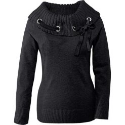 Sweter bonprix czarny. Czarne swetry damskie marki bonprix, bez wzorów, bez rękawów, bez kaptura. Za 89,99 zł.