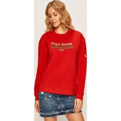 Pepe Jeans - Bluza Tere. Czerwone bluzy damskie Pepe Jeans, s, z nadrukiem, z bawełny, bez rękawów, bez kaptura. Za 239,90 zł.