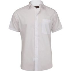 Koszula Męska z Krótkim Rękawem, Krój Prosty, Biała, Jednokolorowa KSKWJRL0049. Białe koszule męskie Jurel, m, bez wzorów, z bawełny, eleganckie, bez kołnierzyka, z krótkim rękawem. Za 99,00 zł.