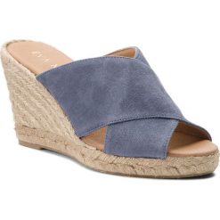 Espadryle EVA MINGE - Bejar 3B 18MJ1372385ES 213. Niebieskie espadryle damskie Eva Minge, w paski, ze skóry, bez obcasa, na koturnie. W wyprzedaży za 229,00 zł.