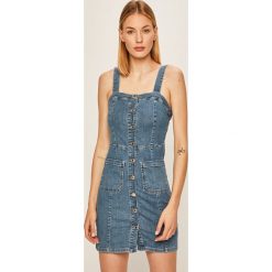 Tally Weijl - Sukienka jeansowa. Niebieskie sukienki damskie TALLY WEIJL, na co dzień, s, bez wzorów, z bawełny, casualowe, z dekoltem karo, bez rękawów, mini, proste. W wyprzedaży za 99,90 zł.