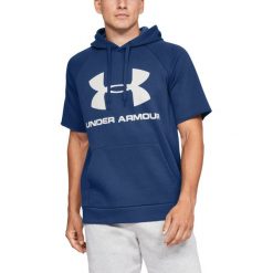 Under Armour Rival Bluza Niebieski. Niebieskie bluzy męskie Under Armour, xl, z nadrukiem, z bawełny, bez kołnierzyka, bez rękawów, bez kaptura. Za 188,95 zł.