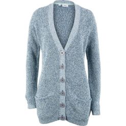Sweter rozpinany z kieszeniami bonprix jasny indygo - pastelowy miętowy melanż. Niebieskie kardigany damskie marki bonprix, melanż. Za 34,99 zł.