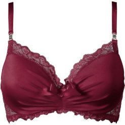 Biustonosz usztywniany bonprix bordowy. Czerwone biustonosze bonprix, w paski, z satyny. Za 49,99 zł.