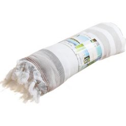 Kąpielówki męskie: Fouta „Atmosphère” w kolorze beżowo-białym – 160 x 90 cm