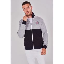Bluza w kolorze szaro-czarnym. Szare bluzy męskie Jimmy Sanders, m, bez wzorów, z bawełny, ze stójką, bez rękawów, bez kaptura. W wyprzedaży za 99,95 zł.