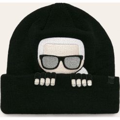 Karl Lagerfeld - Czapka. Czarne czapki damskie KARL LAGERFELD, bez wzorów, z wełny. Za 319,90 zł.