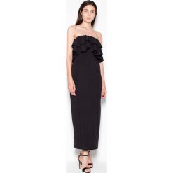Czarna Sukienka Długa Elegancka z Falbankami. Czarne długie sukienki marki Molly.pl, l, z materiału, eleganckie, z falbankami, z długim rękawem, proste. Za 175,90 zł.