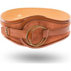 PASEK ELISABETTA FRANCHI. Pomarańczowe paski damskie Elisabetta Franchi, w paski, ze skóry, retro. Za 599,50 zł.