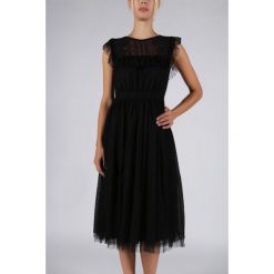 SOKY SOKA SUKIENKA CZARNY 57004-2. Czarne sukienki damskie SOKY&SOKA, m, bez wzorów, z tiulu, bez kołnierzyka, bez rękawów, midi. Za 167,59 zł.
