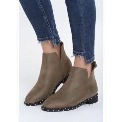 Khaki Botki Seeking Glory. Brązowe botki damskie na obcasie vices, z materiału, na zamek. Za 119,99 zł.